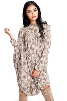 Square Design Oversized Dress Top