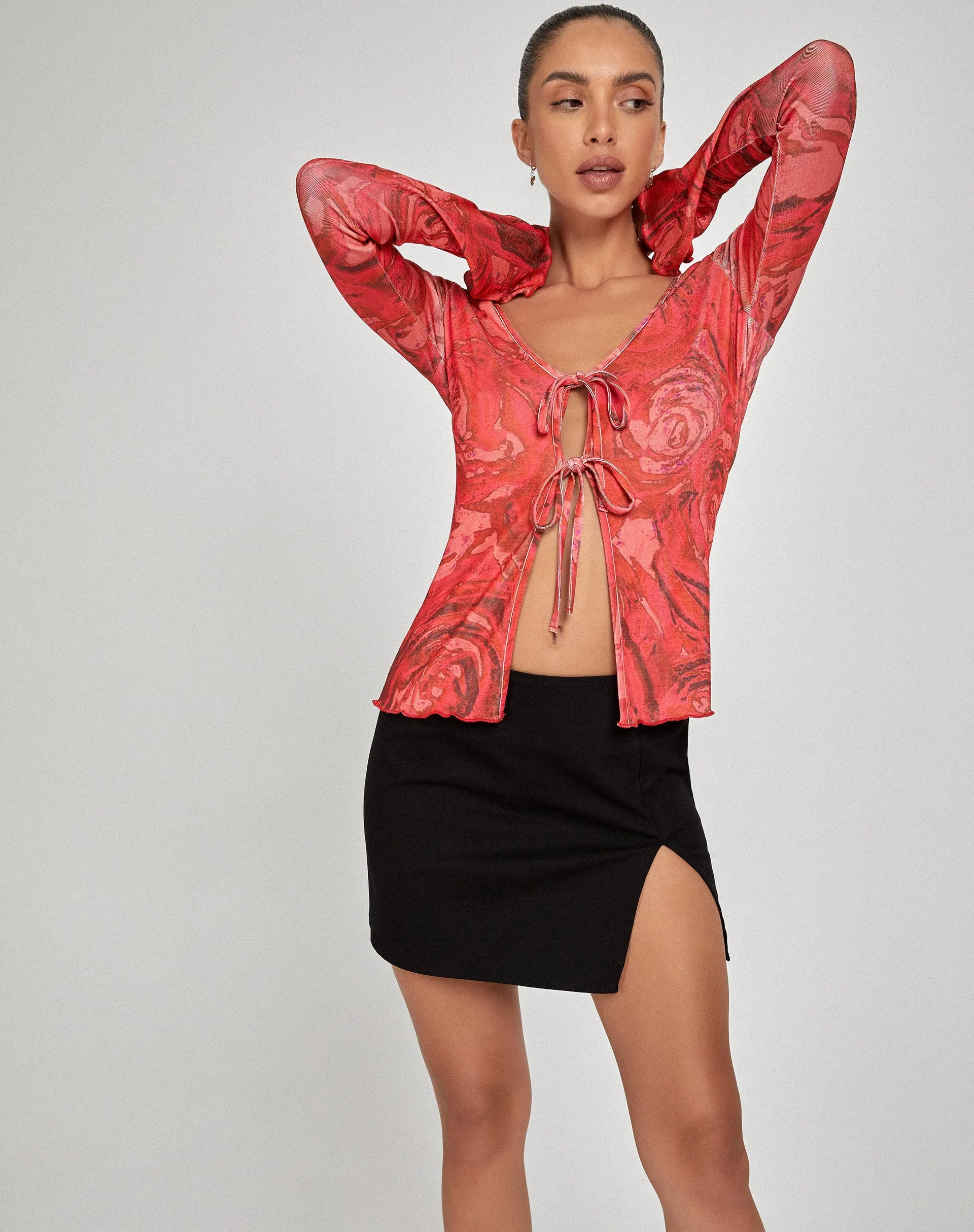 Sujata Cardi in Rose Petal Red