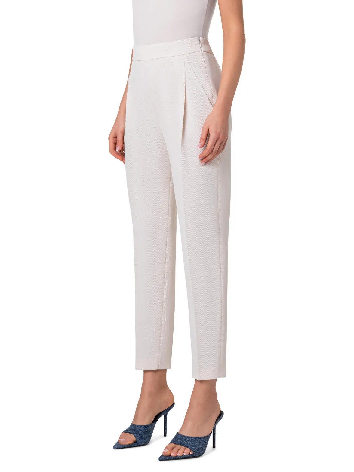 Tapered Cotton Stretch Slouchy Pants with Front Pleats