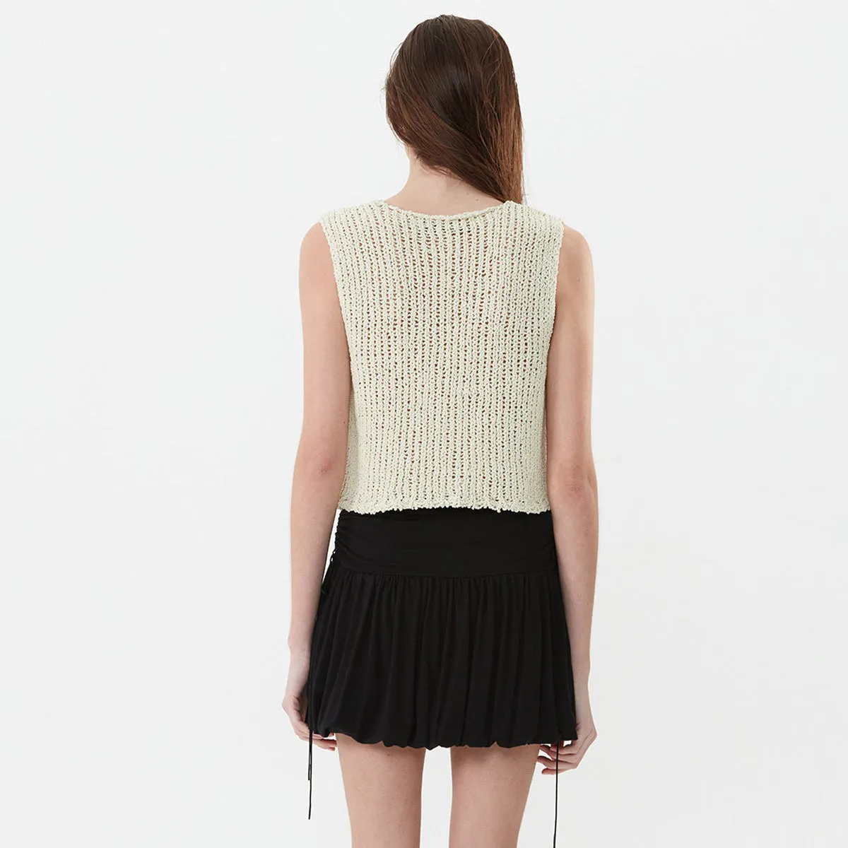 Versatile V Neck One Button Split Summer Crochet Open Knit Sweater Vest