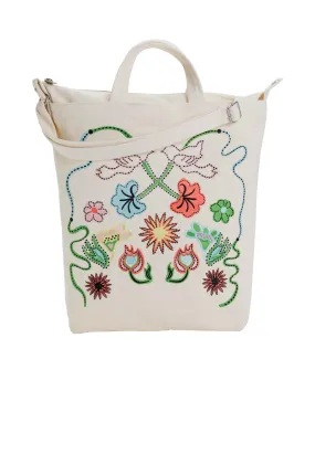 ZIP DUCK BAG EMBROIDERED BIRDS